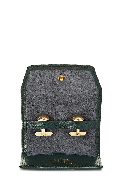 Pre-owned Louis Vuitton Gold-tone Engraved Cufflink Set In Green