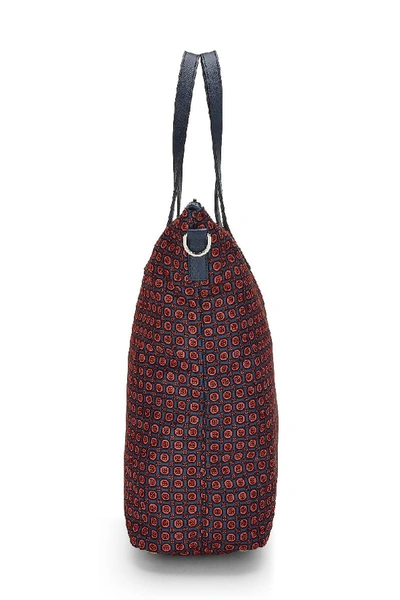 Shop Prada Navy & Red Patterned Tessuto Tote