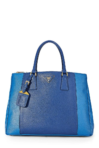 Shop Prada Blue & Navy Saffiano Leather Executive Tote Large