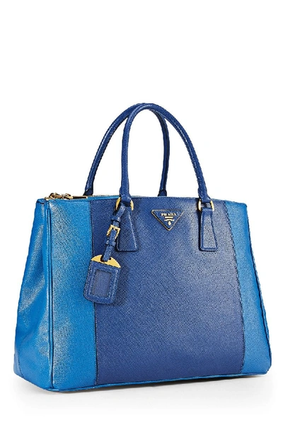 Shop Prada Blue & Navy Saffiano Leather Executive Tote Large