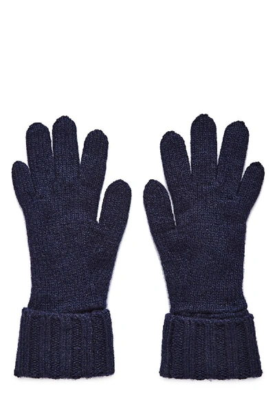 Pre-owned Chanel Navy Cashmere Cable Knit Gloves
