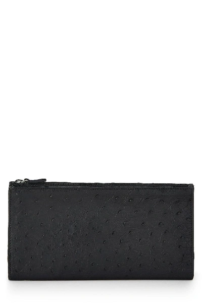 Pre-owned Gucci Black Ostrich Flap Wallet