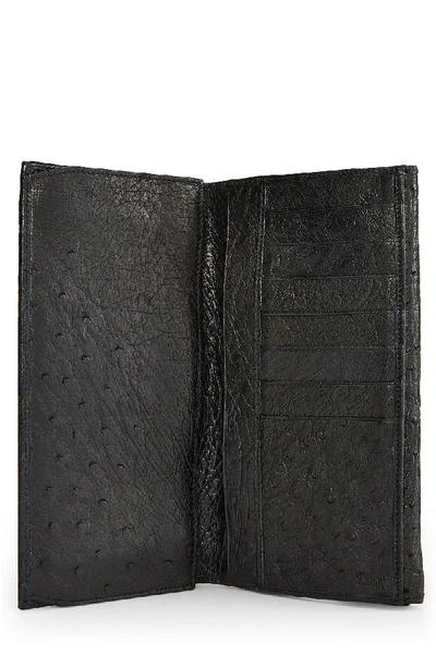 Pre-owned Gucci Black Ostrich Flap Wallet