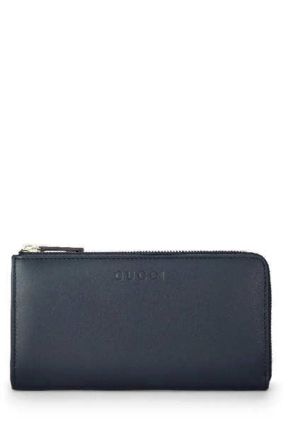 Pre-owned Gucci Navy Leather Continental Wallet