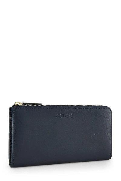 Pre-owned Gucci Navy Leather Continental Wallet