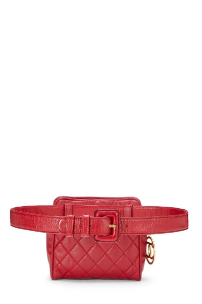 Pre-owned Chanel Red Quilted Lambskin Belt Bag 30
