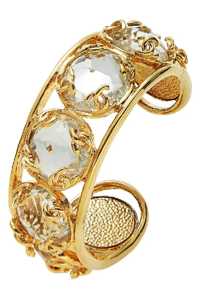 Pre-owned Chanel Gold Metal & Jewel 'cc' Cuff