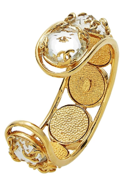 Pre-owned Chanel Gold Metal & Jewel 'cc' Cuff