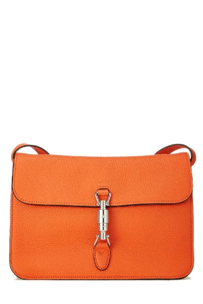 Pre-owned Gucci Orange Leather Jackie Soft Flap Bag Small