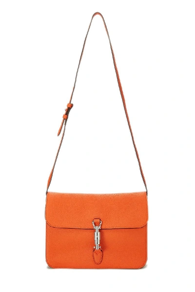 Pre-owned Gucci Orange Leather Jackie Soft Flap Bag Small