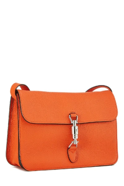 Pre-owned Gucci Orange Leather Jackie Soft Flap Bag Small