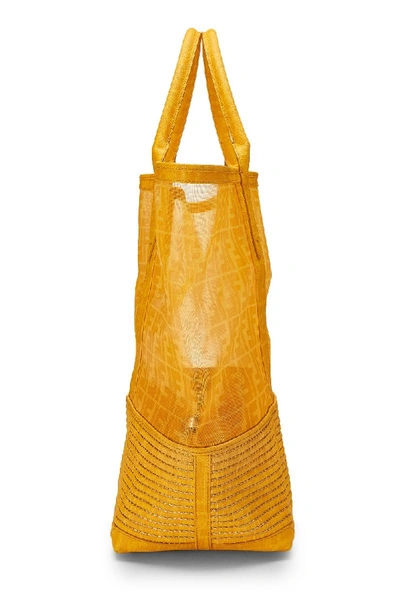 Pre-owned Fendi Yellow Woven Zucca Coated Canvas Tote Bag Large