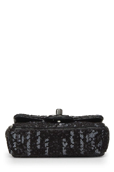 Pre-owned Chanel Black Sequin Half Flap Micro