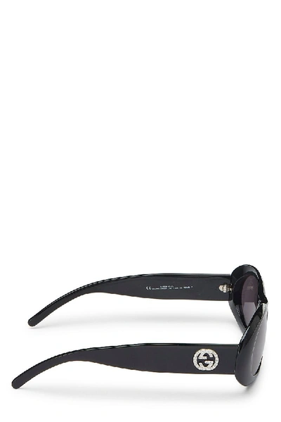 Pre-owned Gucci Black Acetate Oval Gg Sunglasses