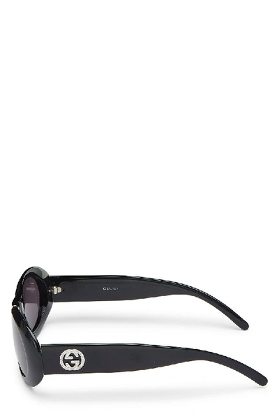 Pre-owned Gucci Black Acetate Oval Gg Sunglasses