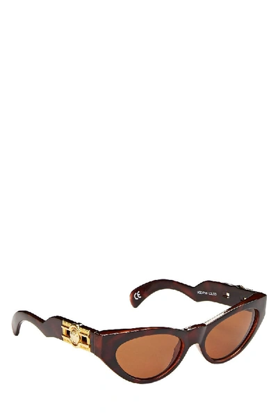 Pre-owned Versace Brown Acetate Tortoise Sunglasses