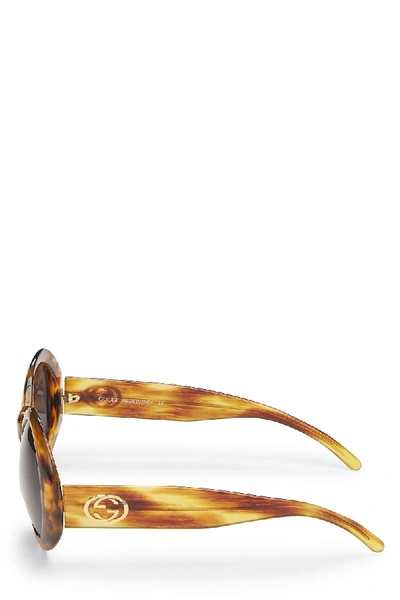 Pre-owned Gucci Brown Faux Tortoiseshell Round Sunglasses