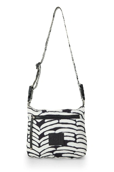 Shop Chanel Black & White Sport Line Nylon Messenger Bag