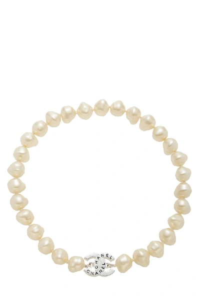 Shop Chanel White Faux Pearl 'cc' Choker