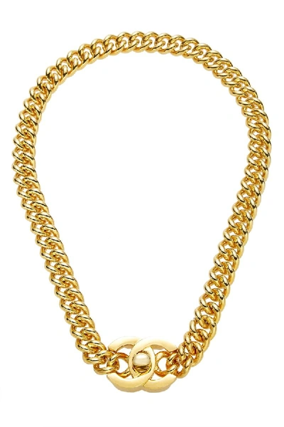 Shop Chanel Gold 'cc' Turnlock Necklace