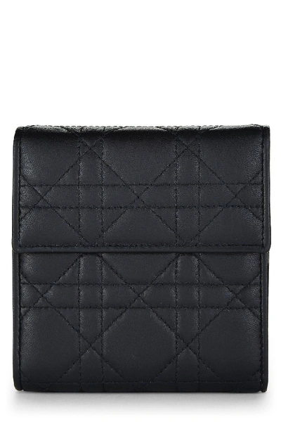 Pre-owned Dior Black Cannage Quilted Lambskin Wallet