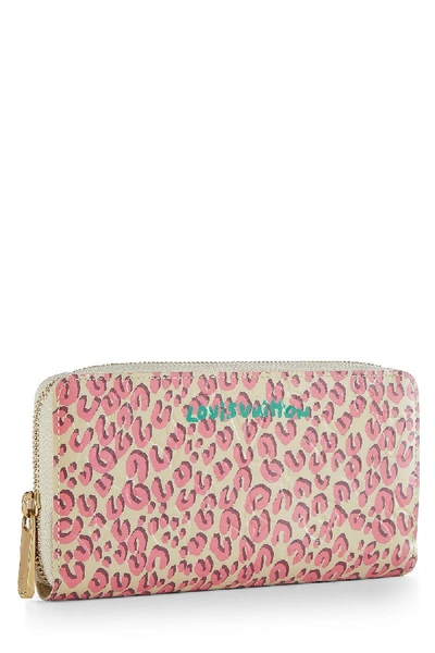 Pre-owned Louis Vuitton Stephen Sprouse X  Blanc Corail Vernis Leopard Zippy Continental Wallet