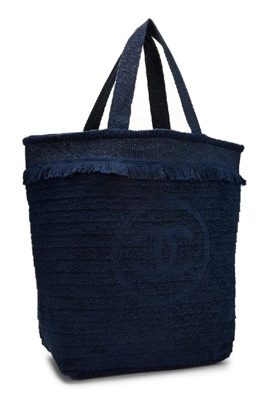 Pre-owned Chanel Navy Terry Cloth Beach Set