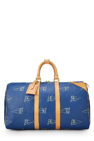 Pre-owned Louis Vuitton Limited Edition Blue Coated Canvas  America's Cup Keepall 45