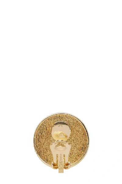 Pre-owned Dior Gold Round Logo Earrings