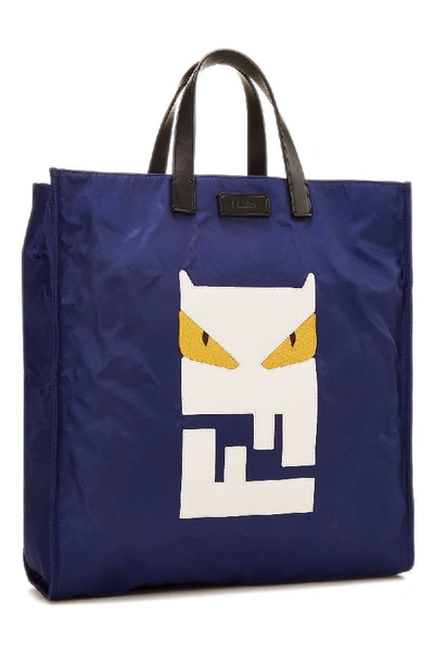 Pre-owned Fendi Blue Nylon Monster Tote