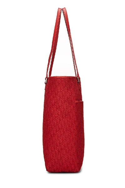 Pre-owned Dior Red Trotter Canvas Tote