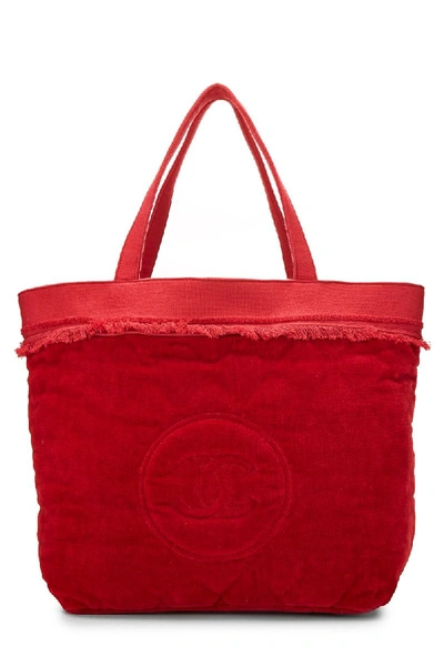 Pre-owned Chanel Red Velour & Terry Cloth Beach Set