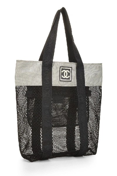 Pre-owned Chanel Black Mesh & Grey Canvas Sport Line Tote