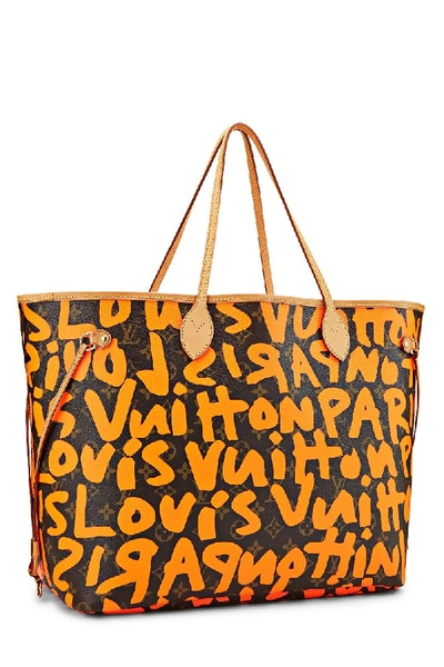 Pre-owned Louis Vuitton Stephen Sprouse X  Orange Monogram Graffiti Neverfull Gm