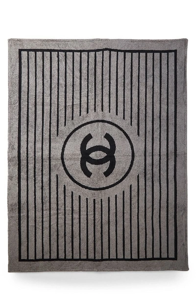 Shop Pre-owned Chanel Grey Terry Cloth Beach Towel