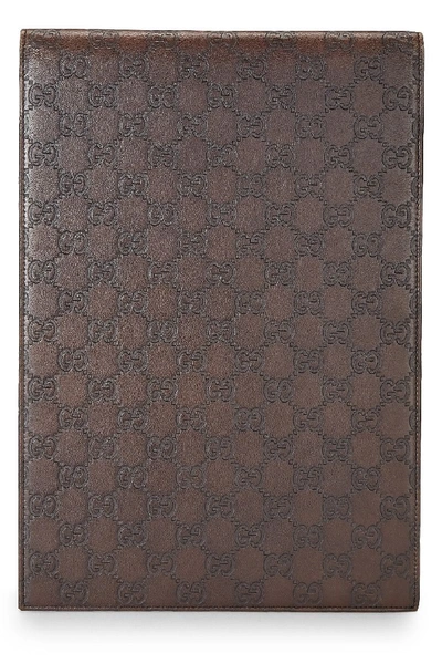 Pre-owned Gucci Brown  Signature Leather Notebook Large