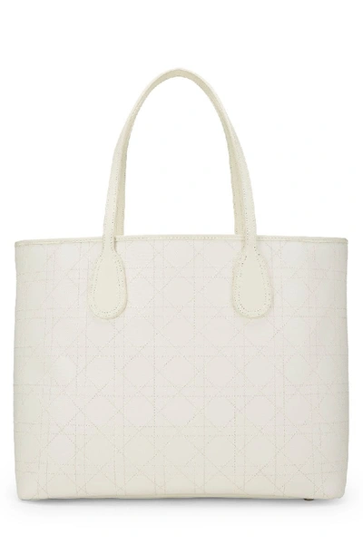 Pre-owned Dior White Cannage Canvas Panareal Tote