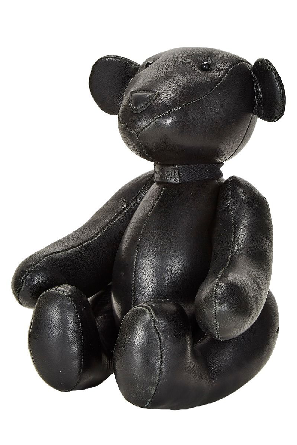 black leather teddy bear