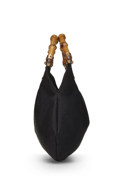 Pre-owned Gucci Black Satin Bamboo Handle Bag Mini