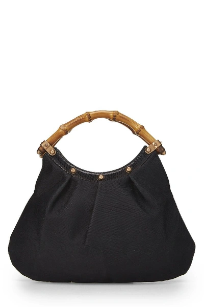 Pre-owned Gucci Black Satin Bamboo Handle Bag Mini