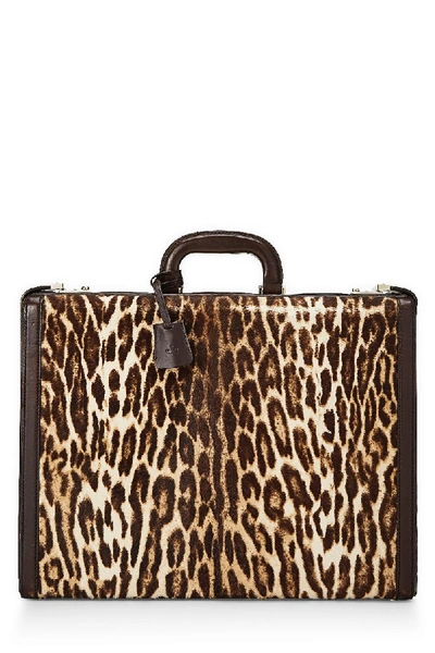 Shop Gucci Brown Leopard Ponyhair Briefcase