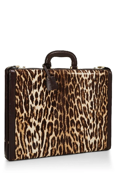 Shop Gucci Brown Leopard Ponyhair Briefcase