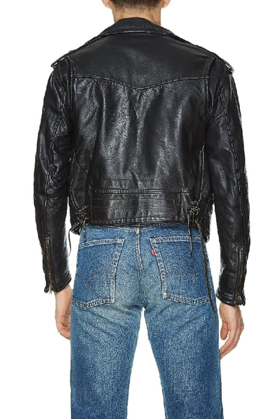 Pre-owned Vintage Black Leather "leather Forever" Moto Jacket