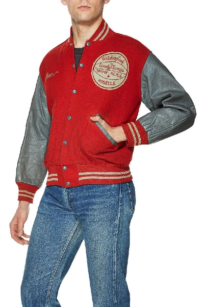 Pre-owned Vintage Red Wool Varsity Jacket
