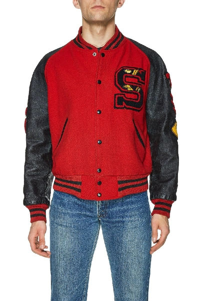 Pre-owned Vintage Red Wool Varsity Jacket