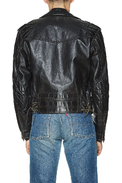 Pre-owned Vintage Black Leather Moto Jacket