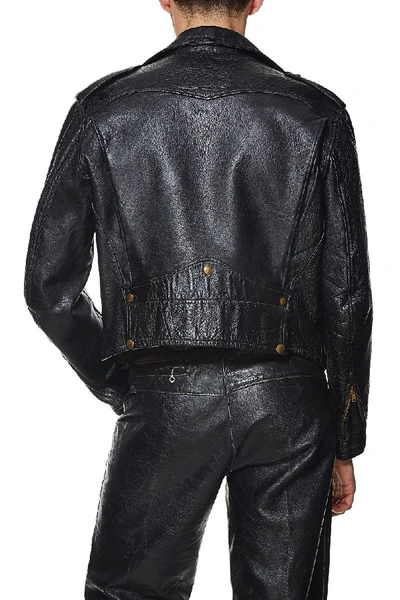 Pre-owned Vintage Black Horsehide Leather Hercules Moto Jacket