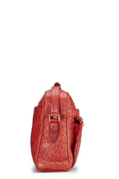 Pre-owned Gucci Red Ostrich Messenger Bag