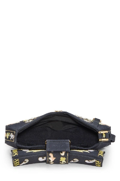 Pre-owned Dior Limited Edition Black Satin Embroidered Clutch