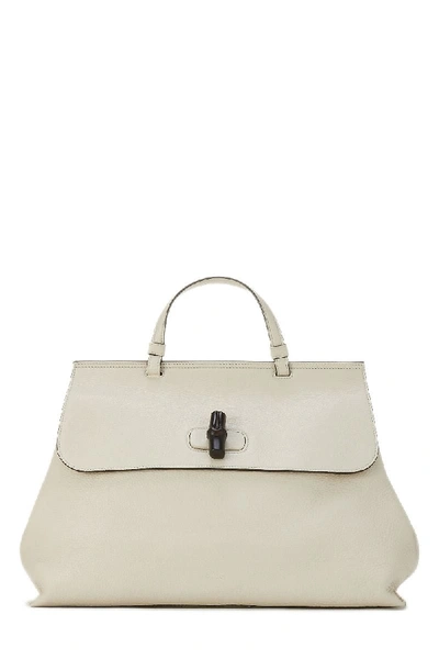 Pre-owned Gucci White Leather Daily Top Handle Bag